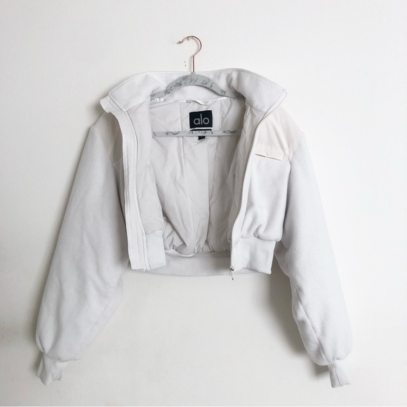 Alo Yoga Polar Fleece Cropped Wintry Mix Jacket Ivory S - Picture 7 of 14